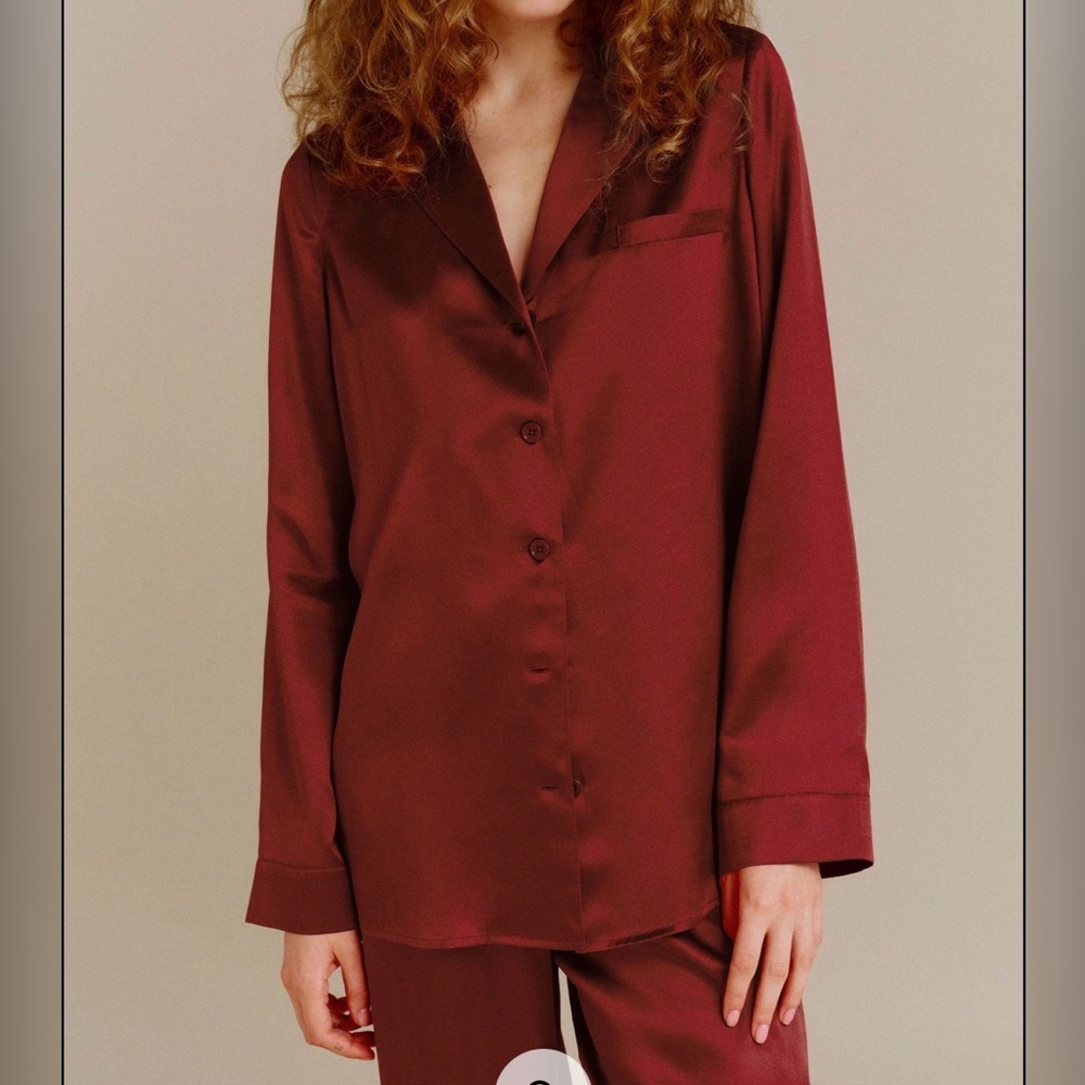 NEW REFORMATION Ella Silk Set Chianti Size M
